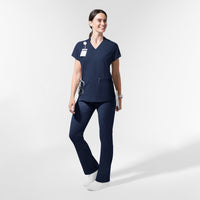 AURA Women's Allure V-Neck 2 Pocket Scrub Top Navy full scrub set