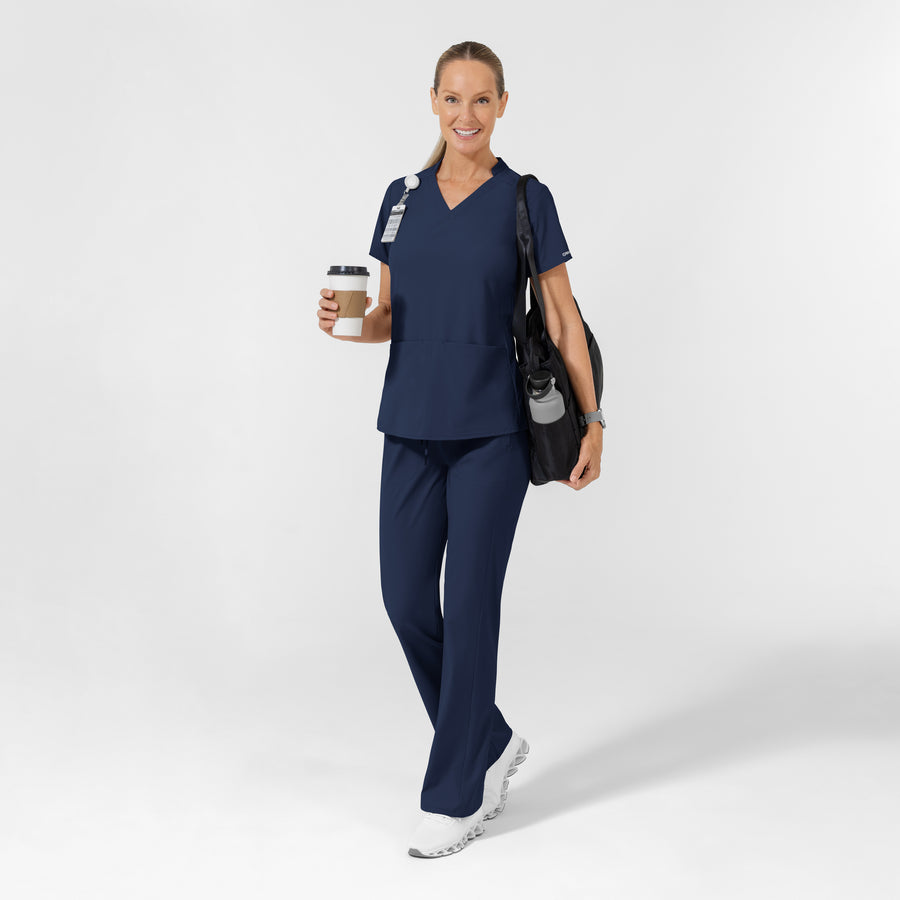 AURA Women's Allure V-Neck 2 Pocket Scrub Top - Navy