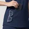 AURA Women's Allure V-Neck 2 Pocket Scrub Top Navy side detail 1