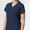 AURA Women's Allure V-Neck 2 Pocket Scrub Top Navy side detail 2