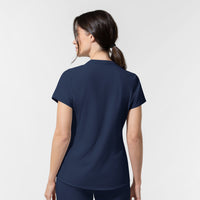 AURA Women's Allure V-Neck 2 Pocket Scrub Top Navy back view