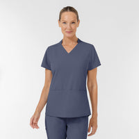 AURA Women's Allure V-Neck 2 Pocket Scrub Top - Slate Blue