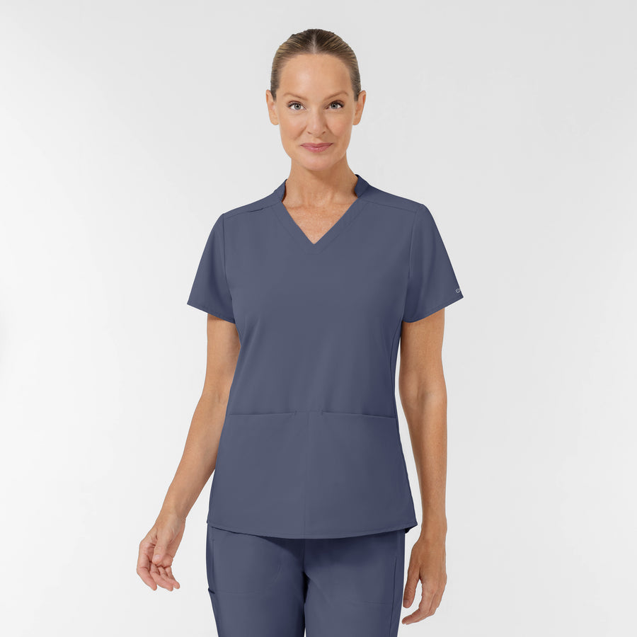 AURA Women's Allure V-Neck 2 Pocket Scrub Top - Slate Blue