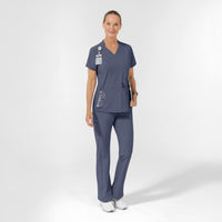 AURA Women's Allure V-Neck 2 Pocket Scrub Top - Slate Blue