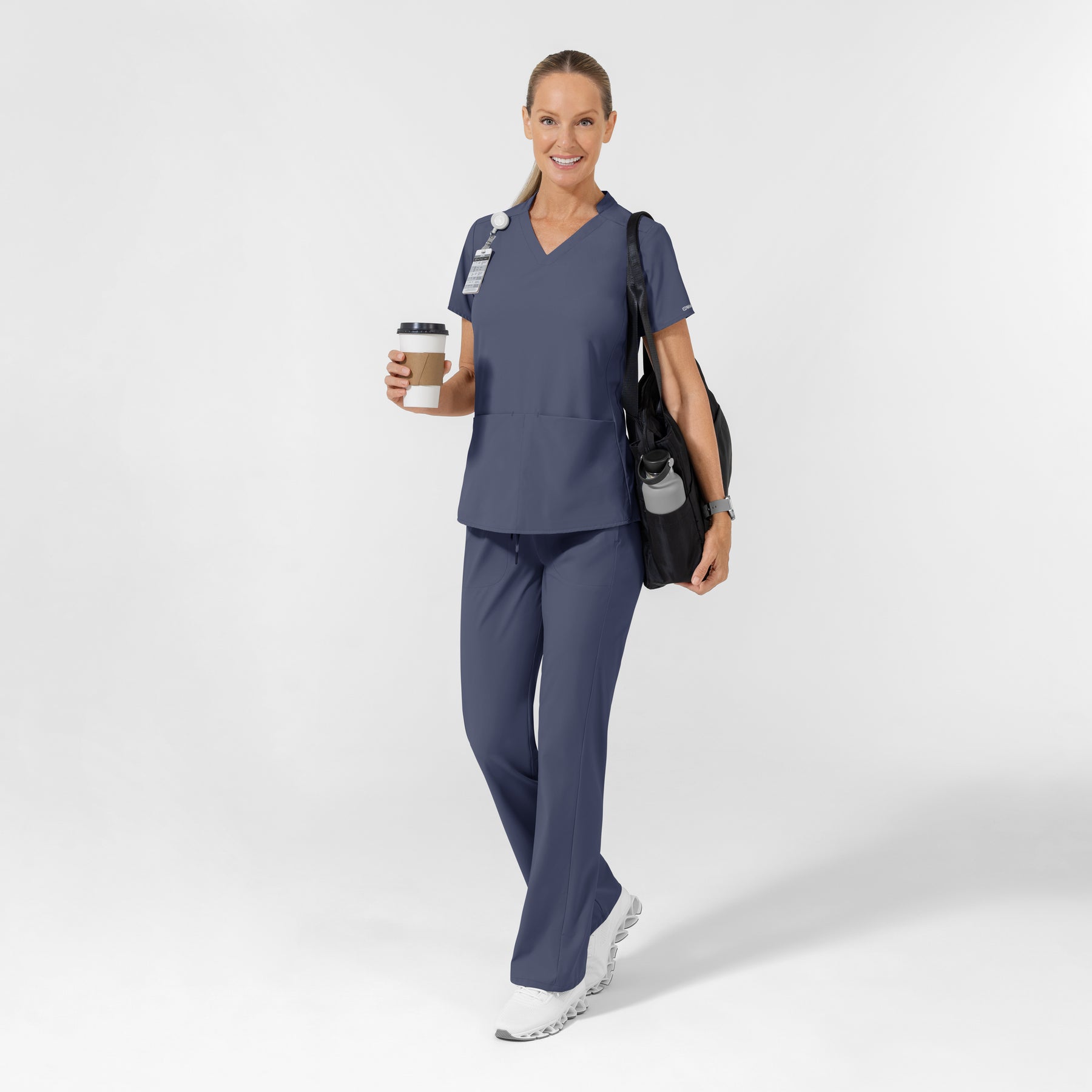 AURA Women's Grace Mid Rise Bootcut Scrub Pant - Slate Blue