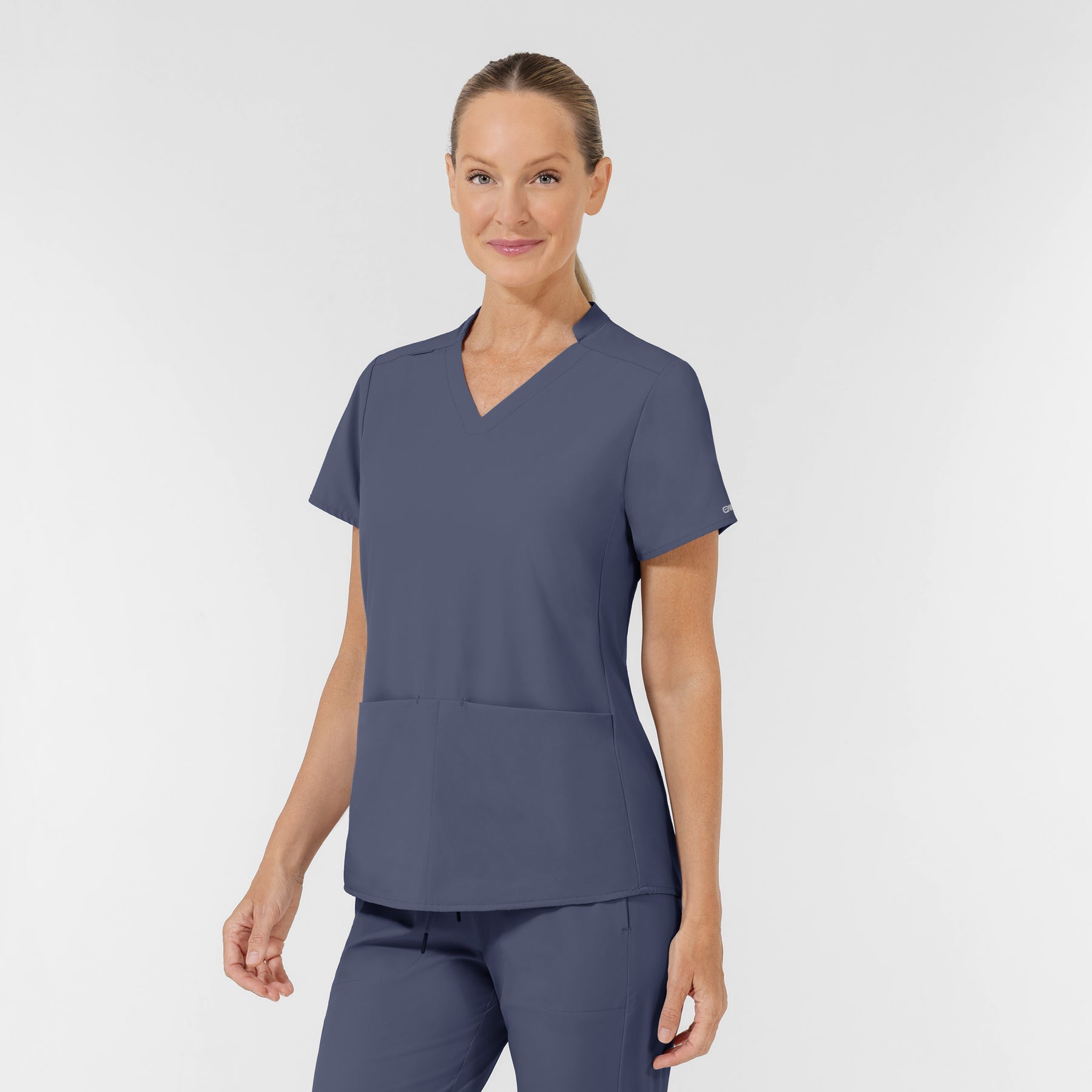 AURA Women's Allure V-Neck 2 Pocket Scrub Top - Slate Blue