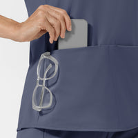 AURA Women's Allure V-Neck 2 Pocket Scrub Top - Slate Blue