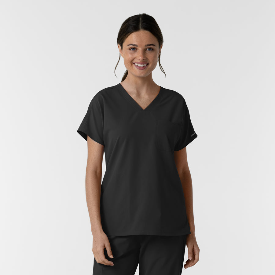 NURTUR Women's Drop Shoulder Tunic Scrub Top - Black
