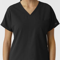 NURTUR Women's Drop Shoulder Tunic Scrub Top - Black neckline