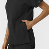 NURTUR Women's Drop Shoulder Tunic Scrub Top - Black side pocket