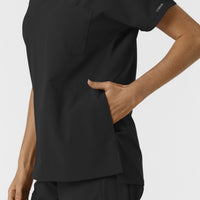 NURTUR Women's Drop Shoulder Tunic Scrub Top - Black side pocket