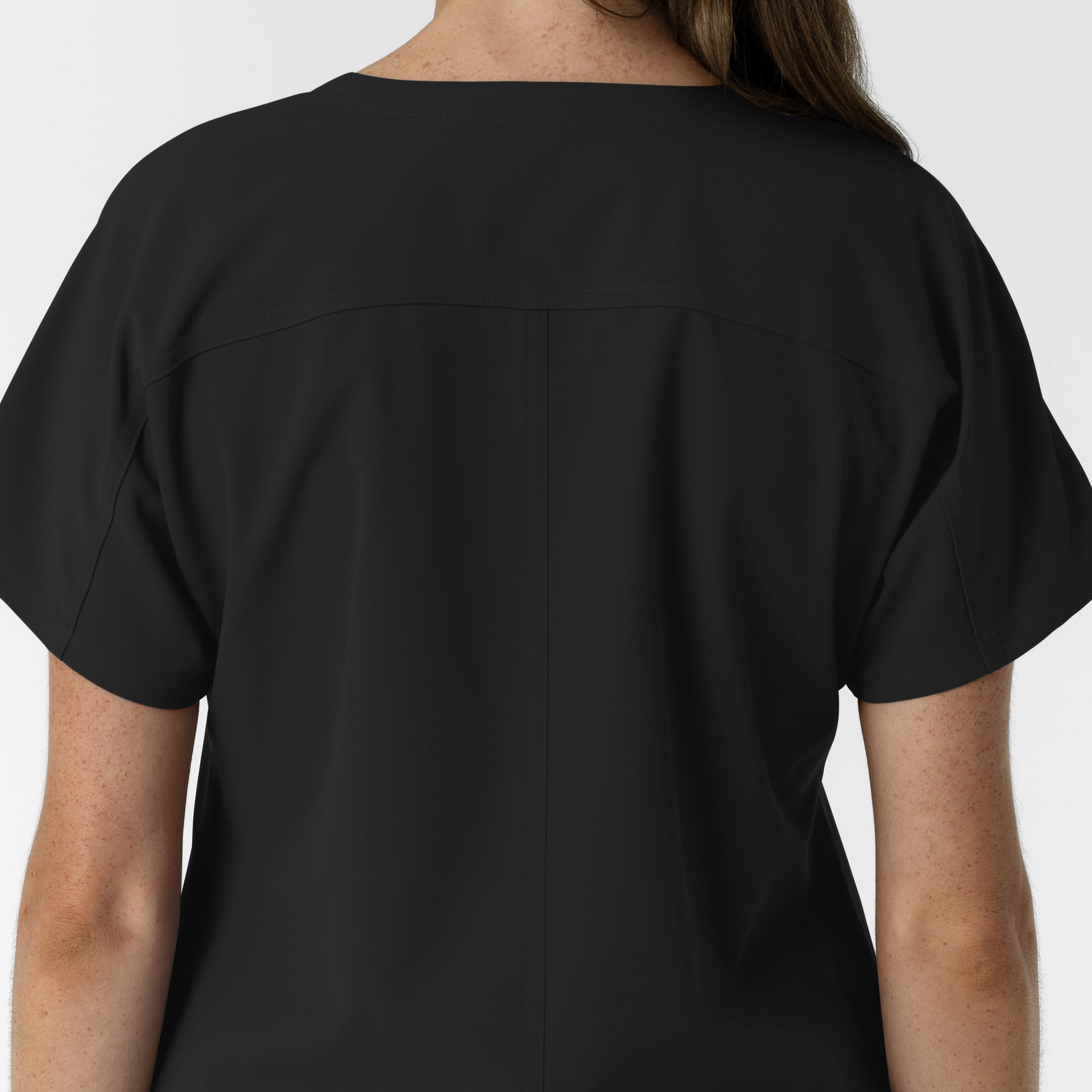 NURTUR Women's Drop Shoulder Tunic Scrub Top - Black back detail
