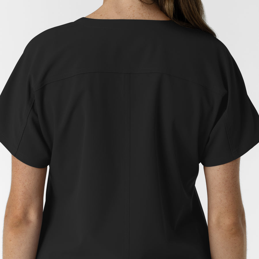 NURTUR Women's Drop Shoulder Tunic Scrub Top - Black back detail