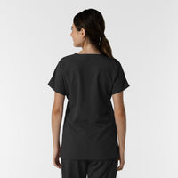 NURTUR Women's Drop Shoulder Tunic Scrub Top Black back view