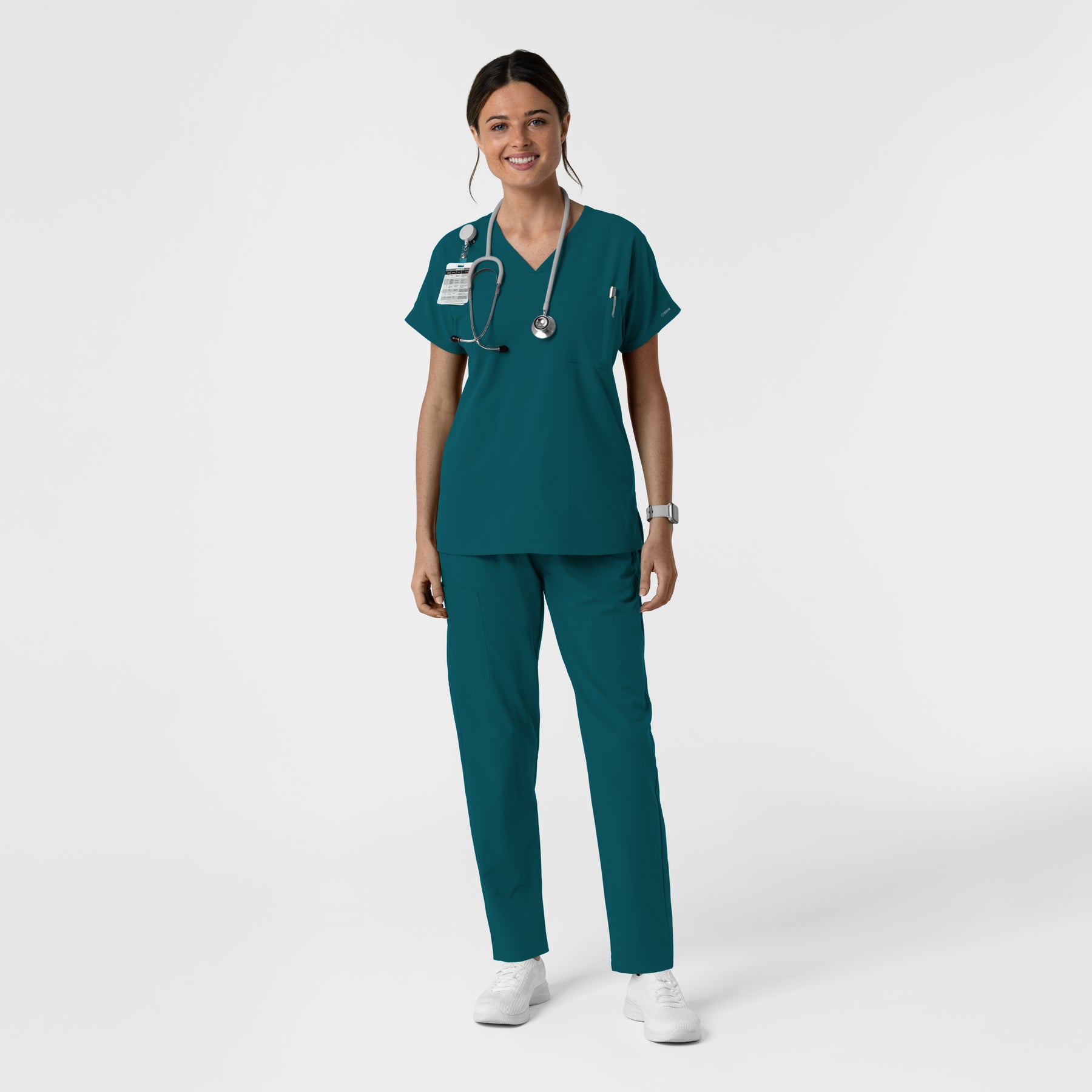 NURTUR Women's Drop Shoulder Tunic Scrub Top - Caribbean scrub set