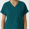 NURTUR Women's Drop Shoulder Tunic Scrub Top - Caribbean neckline