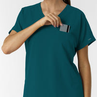 NURTUR Women's Drop Shoulder Tunic Scrub Top - Caribbean chest pocket