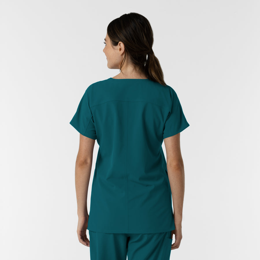 NURTUR Women's Drop Shoulder Tunic Scrub Top Caribbean back view