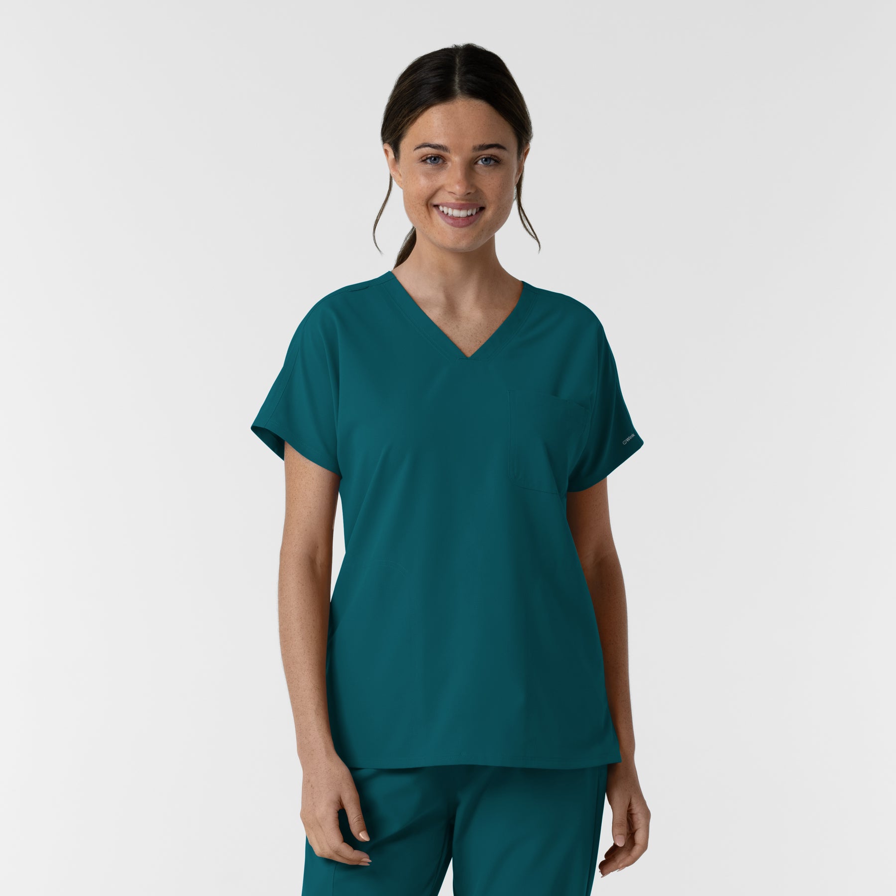 NURTUR Women's Drop Shoulder Tunic Scrub Top - Caribbean