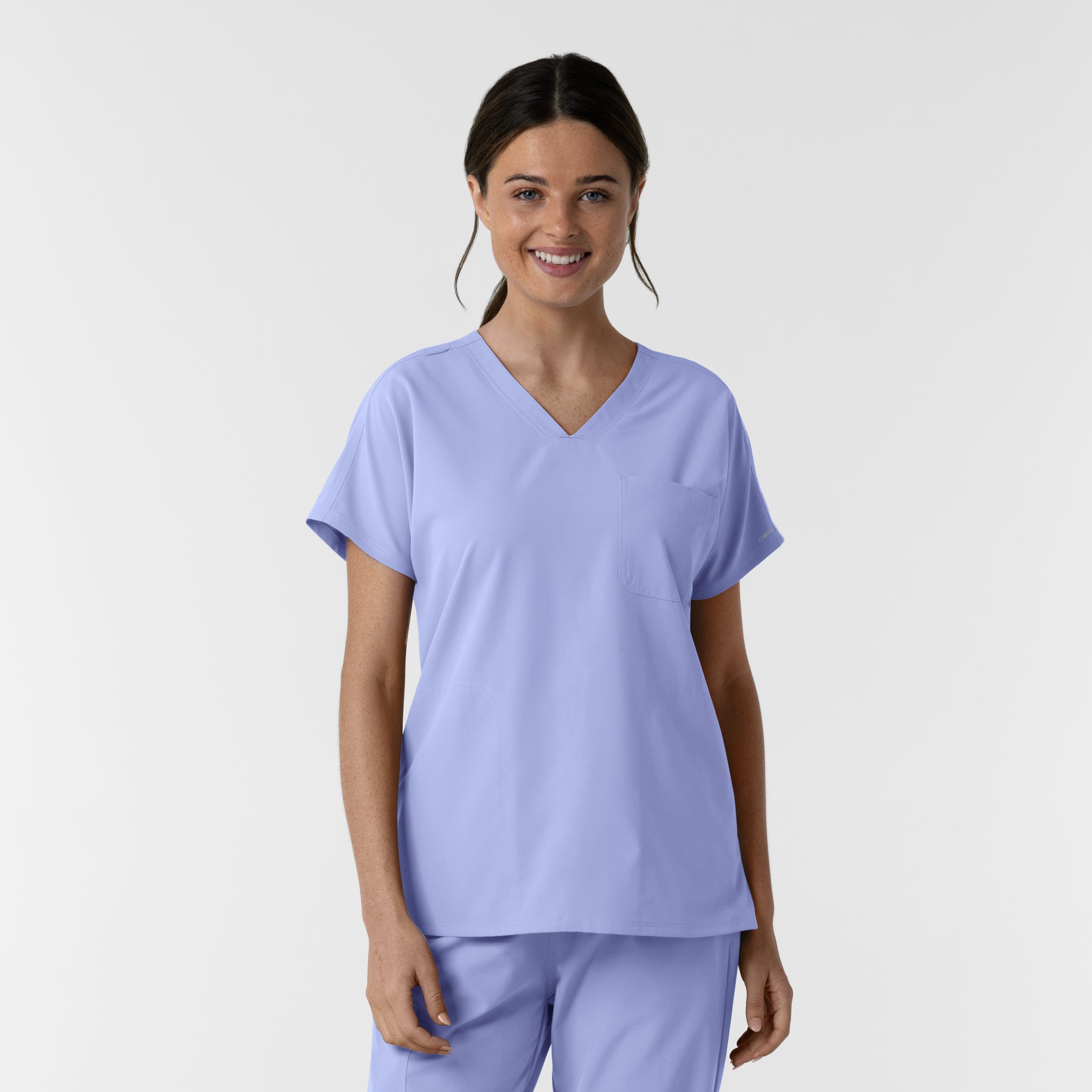 NURTUR Women's Drop Shoulder Tunic Scrub Top Ceil Blue