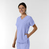 NURTUR Women's Drop Shoulder Tunic Scrub Top Ceil Blue side view