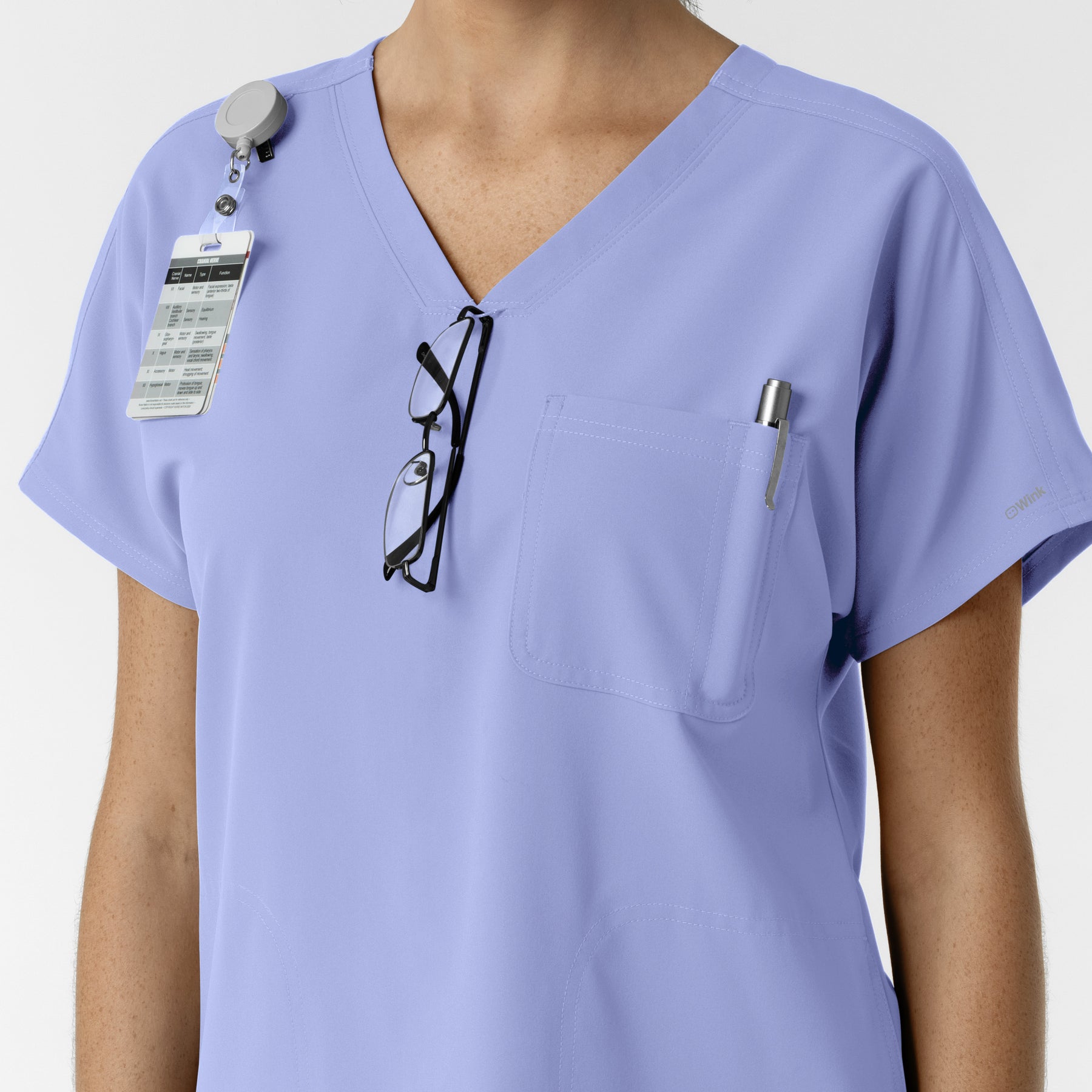 NURTUR Women's Drop Shoulder Tunic Scrub Top Ceil Blue side detail 1