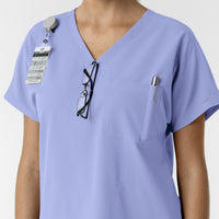 NURTUR Women's Drop Shoulder Tunic Scrub Top Ceil Blue side detail 1