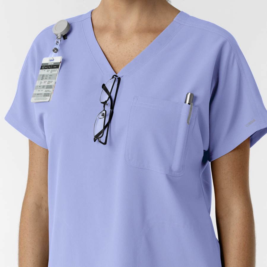NURTUR Women's Drop Shoulder Tunic Scrub Top Ceil Blue side detail 1
