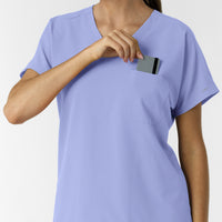 NURTUR Women's Drop Shoulder Tunic Scrub Top Ceil Blue side detail 2