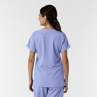 NURTUR Women's Drop Shoulder Tunic Scrub Top Ceil Blue back view