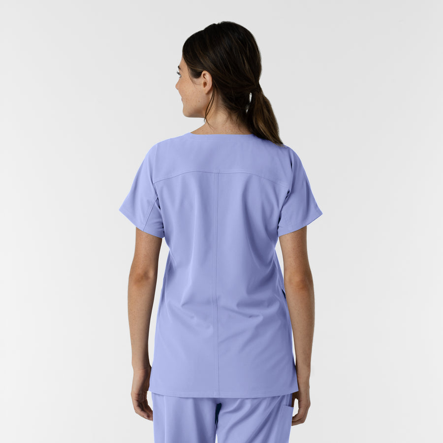 NURTUR Women's Drop Shoulder Tunic Scrub Top Ceil Blue back view
