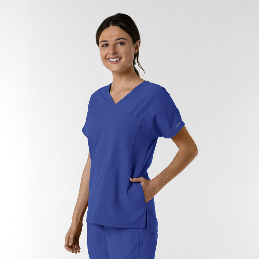 NURTUR Women's Drop Shoulder Tunic Scrub Top - Galaxy Blue side