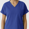 NURTUR Women's Drop Shoulder Tunic Scrub Top - Galaxy Blue neckline