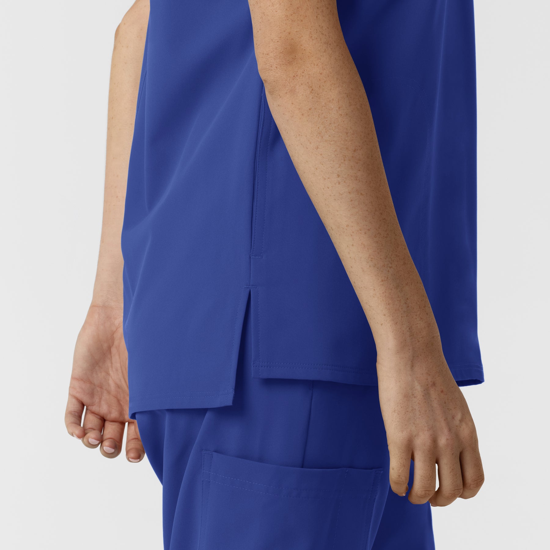 NURTUR Women's Drop Shoulder Tunic Scrub Top - Galaxy Blue side hem vent