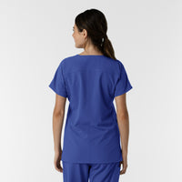 NURTUR Women's Drop Shoulder Tunic Scrub Top Galaxy Blue back view