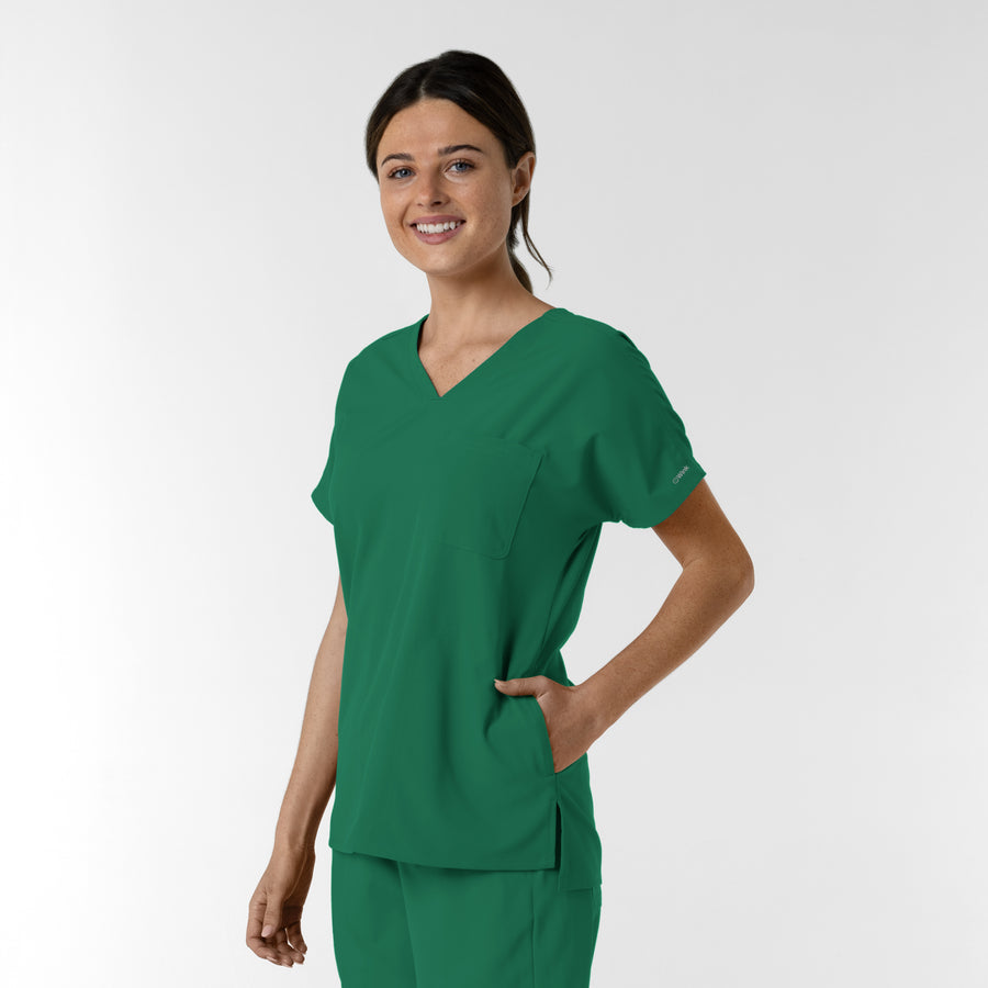 NURTUR Women's Drop Shoulder Tunic Scrub Top Hunter side view