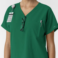 NURTUR Women's Drop Shoulder Tunic Scrub Top Hunter side detail 1