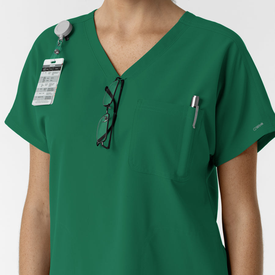 NURTUR Women's Drop Shoulder Tunic Scrub Top Hunter side detail 1