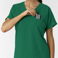 NURTUR Women's Drop Shoulder Tunic Scrub Top Hunter side detail 2