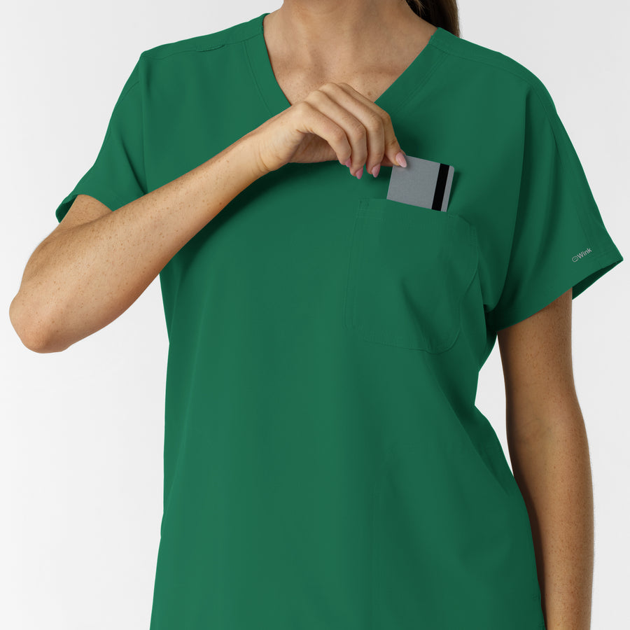NURTUR Women's Drop Shoulder Tunic Scrub Top Hunter side detail 2