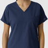 NURTUR Women's Drop Shoulder Tunic Scrub Top - Navy neckline