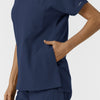 NURTUR Women's Drop Shoulder Tunic Scrub Top - Navy side pocket