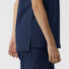 NURTUR Women's Drop Shoulder Tunic Scrub Top - Navy side hem vent
