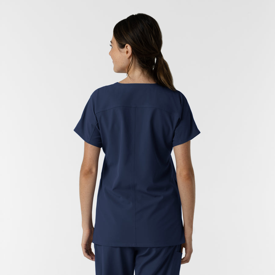 NURTUR Women's Drop Shoulder Tunic Scrub Top Navy back view