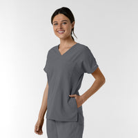 NURTUR Women's Drop Shoulder Tunic Scrub Top - Pewter side