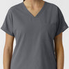 NURTUR Women's Drop Shoulder Tunic Scrub Top - Pewter neckline