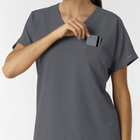 NURTUR Women's Drop Shoulder Tunic Scrub Top - Pewter chest pocket