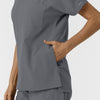 NURTUR Women's Drop Shoulder Tunic Scrub Top - Pewter side pocket