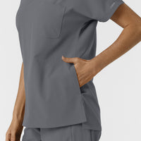 NURTUR Women's Drop Shoulder Tunic Scrub Top - Pewter side pocket