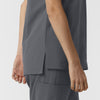 NURTUR Women's Drop Shoulder Tunic Scrub Top - Pewter side hem vent
